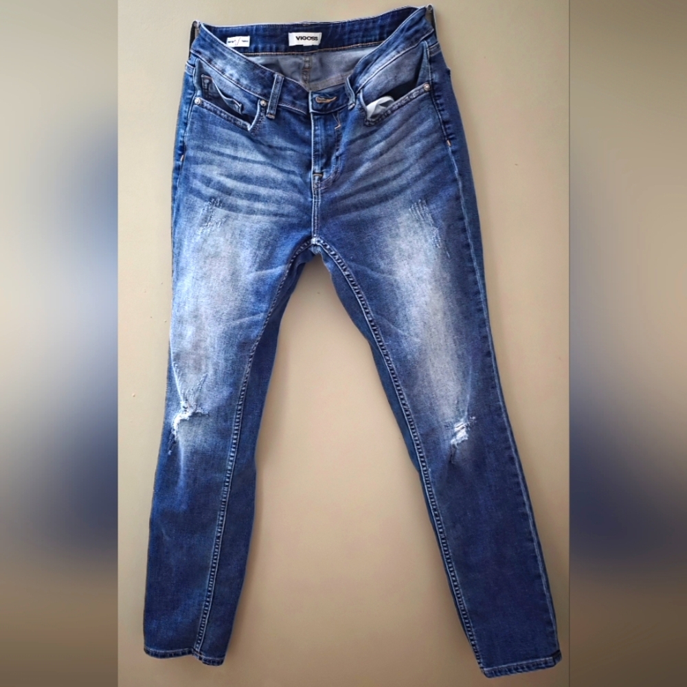 Vigoss Women's Distressed Blue Skinny Jeans